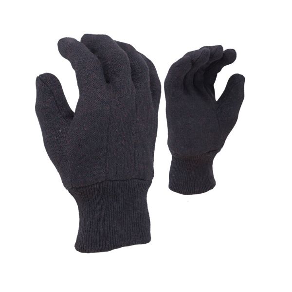 Brown Jersey Work Gloves (12/Pack) - 8oz - Black