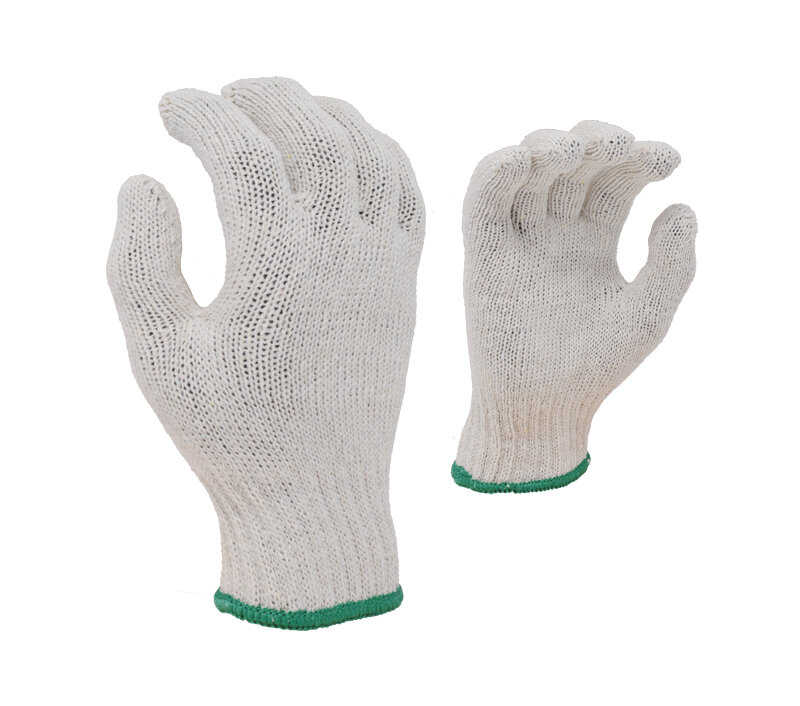 Cotton/Poly String Knit Gloves, 7 Gauge, Natural White (12/Pack)