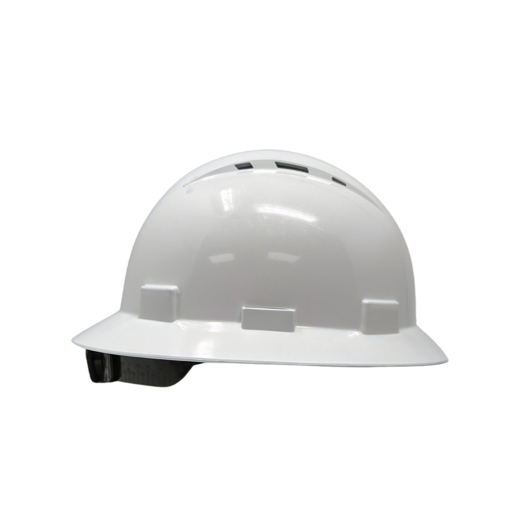AFCAT Full Brim Hard Hat W/Ratchet Suspension, Class C, E, G - White